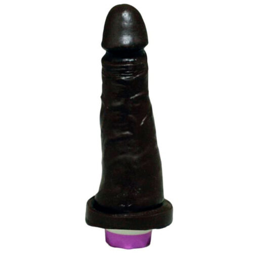 010010-Chocolate_1 Prótese com Vibro Interno e Glande Destacada 16,5 x 3,5 cm Garji