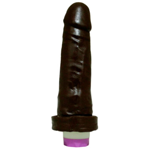010020-Chocolate_1 Prótese com Vibro Interno e Glande Destacada 17,5 x 4,5 cm Garji