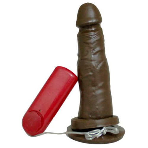 010050-Chocolate_1 Prótese Realística com Vibro e Ventosa 16,5 x 4cm Garji