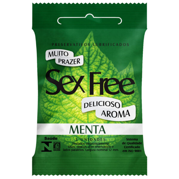 01108-Menta_1 Preservativos Lubrificados Aromáticos com 3 unidades Sex Free