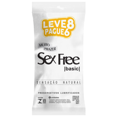 03100_1 Preservativos Lubrificados Basic Sensação Natural Leve 8 Pague 6 Sex Free
