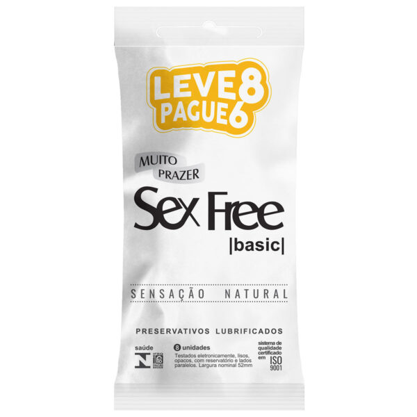 03100_1 Preservativos Lubrificados Basic Sensação Natural Leve 8 Pague 6 Sex Free
