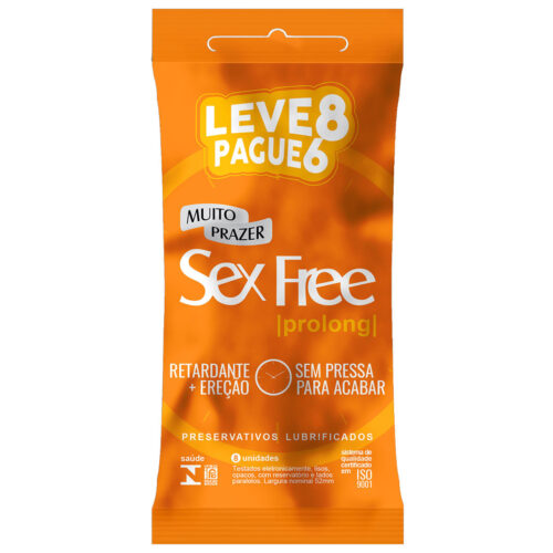 03116_1 Preservativos Lubrificados Prolong Leve 8 Pague 6 Sex Free