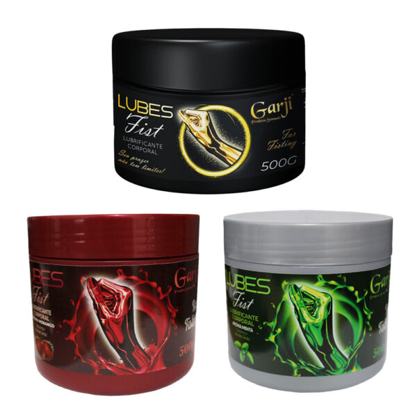 03257-Morango_2 Lubes Fist Lubrificante Corporal Extra Deslizante Aromático 500g Garji