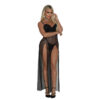 0656-P-Preto_1-2 Camisola Longa com Bojo em Tule Bordado Coleção Namorados My Fábrica
