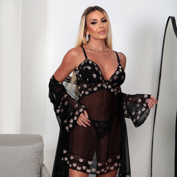 0667-P-Preto-com-Nude_1-1 Camisola Rendada sem Bojo Coleção Esplendor My Fábrica