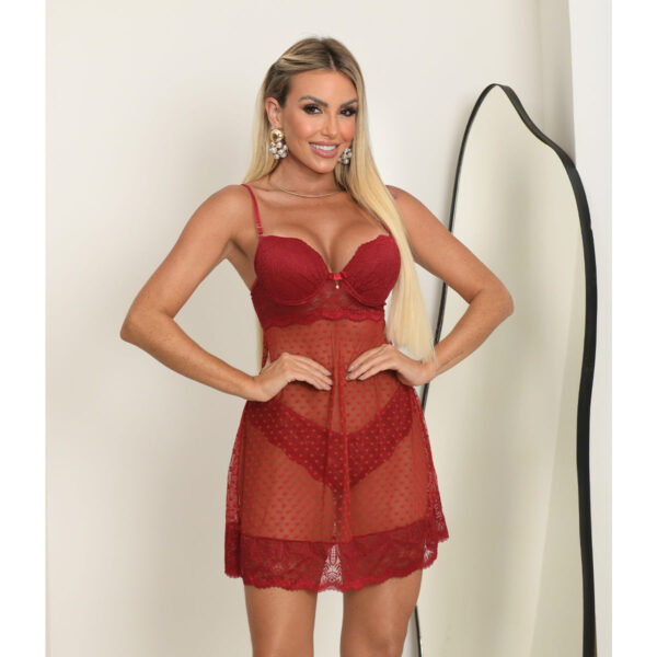 0671-P-Divino_1-3.jpg Camisola em Tule Poá com Bojo Coleção Cherry My Fábrica