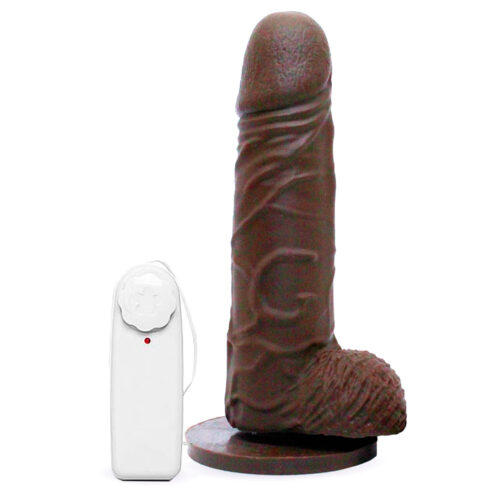 10170-Chocolate_1 Prótese Realística com Vibro Ventosa e Escroto 16,5x4 cm Garji