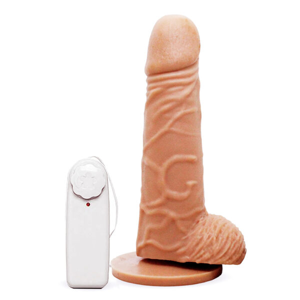 Prótese Realística com Vibro Ventosa e Escroto 16,5x4 cm Garji