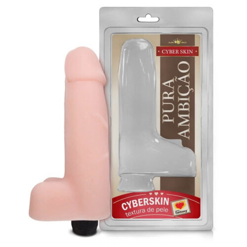 104_1 Prótese em Cyber Skin com Vibro e Escroto 18x5 cm Sexy Fantasy