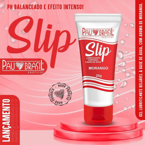 1104MO-Morango_4 Slip Lubrificante Corporal a Base d’água Beijável 20g Pau Brasil