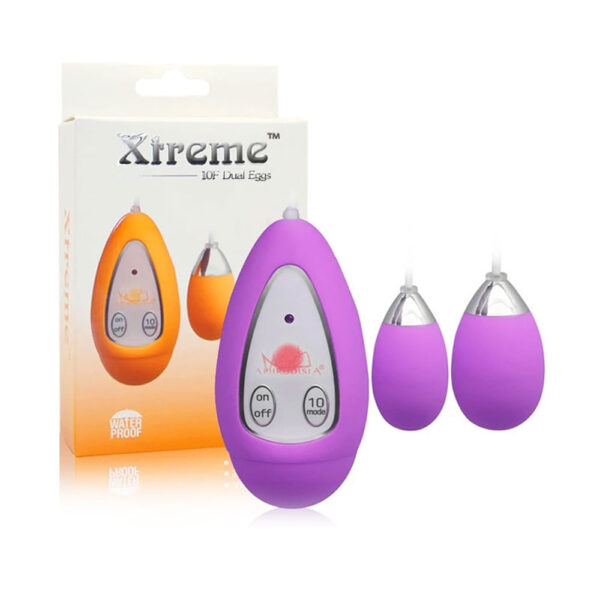 11603-Roxo_1 Aphrodisia Xtreme 10F Dual Eggs Cápsula Vibratória Dupla com 10 Modos de Vibração 3R Import