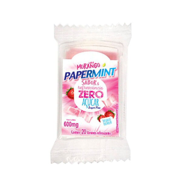 12674-Morango Papermint Lâminas Refrescantes Comestíveis Zero Açucar 600mg Danilla Foods