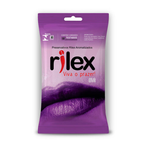 127_1 Preservativo Lubrificado com Aroma de Uva 3 Unidades Rilex