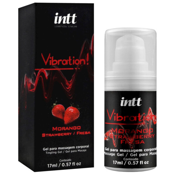 13180_1 Vibration! Gel para Massagem Corporal Sabor Morango 17g Intt