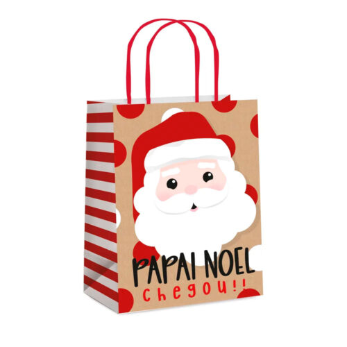 14001115_1 Sacola de Papel para Presente de Natal Coleção Noelito Cromus - 8342 Sacola P Papai Noel - Tamanho: P