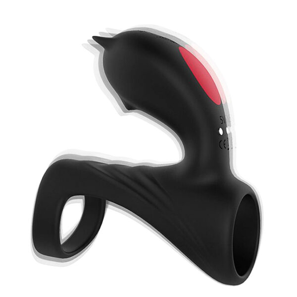 1439-Preto_1 Hi Fun S-Hande Anel Peniano com Estimulador de Clitoris com 9 Modos de Vibração Sexy Import