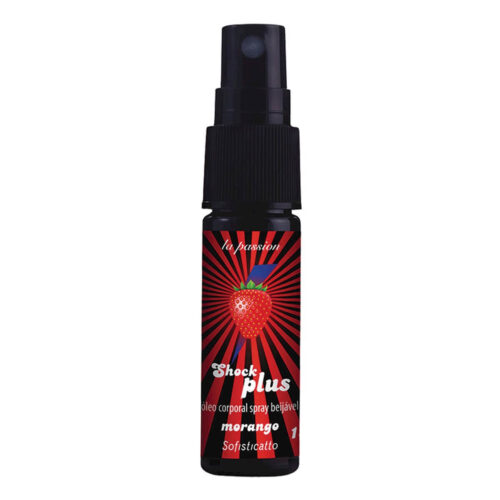 1558_1 Shock Plus Óleo Corporal Beijável em Spray de Morango 15ml Sofisticatto
