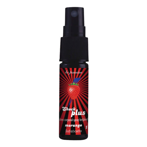 Shock Plus Óleo Corporal Beijável em Spray de Morango 15ml Sofisticatto