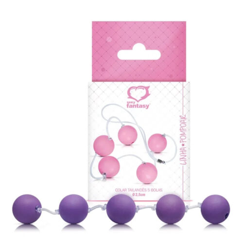 184_1 Colar Tailandês com 5 Bolas Tamanho M Cores Sortidas Sexy Fantasy