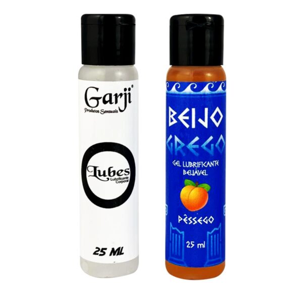 1899_2 Duo Lubes e Beijo Grego Gel Lubrificante Neutro e Óleo Lubrificante Beijável Pêssego 25ml Garji