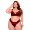 19300-EG1-Preto-com-Vermelho_1 Conjunto Bicolor com Detalhes em Renda Colorida e Lacinho Plus Size Meu Mundo M