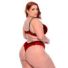 19300-EG2-Preto-com-Vermelho_3 Conjunto Bicolor com Detalhes em Renda Colorida e Lacinho Plus Size Meu Mundo M