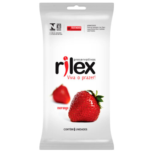 213_1 Preservativo Lubrificado com Aroma de Morango 6 Unidades Rilex