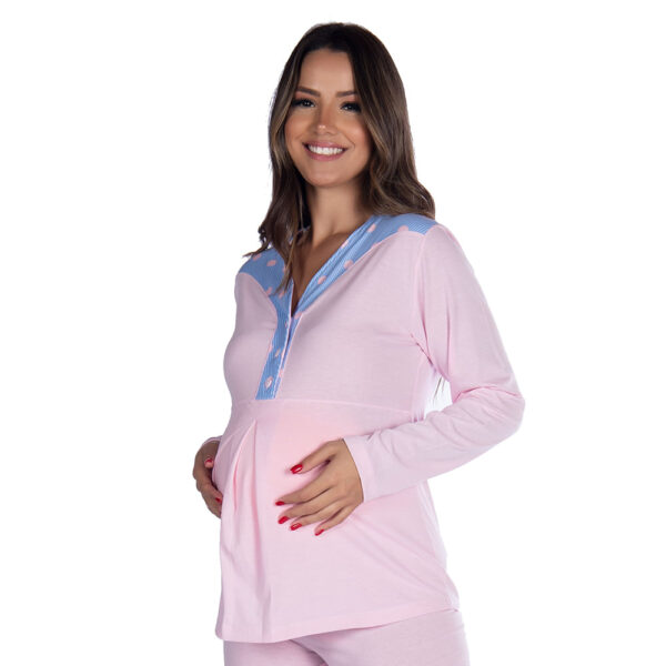 22121-GG-Rosa-Ross_2 Pijama Suede Gestante com Manga Longa e Calça Coleção Inverno Victory