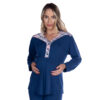 22121-P-Azul-Marinho_2 Pijama Suede Gestante com Manga Longa e Calça Coleção Inverno Victory