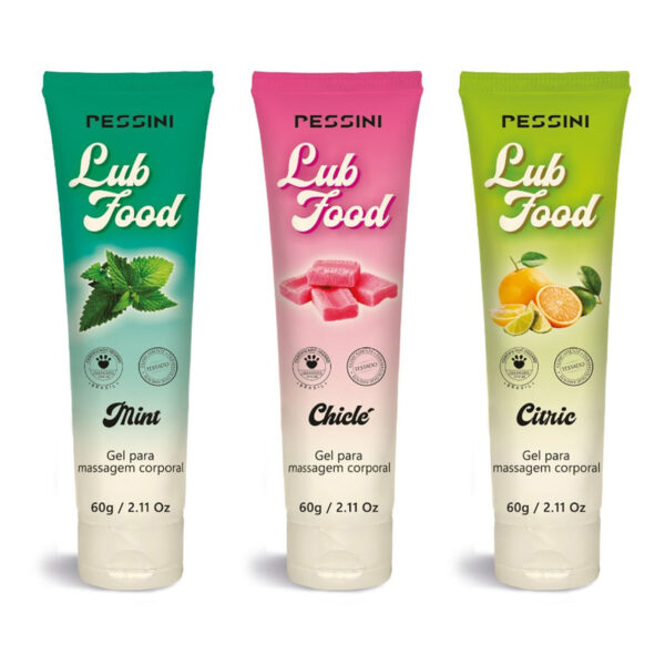 2224461-Chicle_2 Lub Food Gel para Massagem Corporal Beijável 60g Pessini