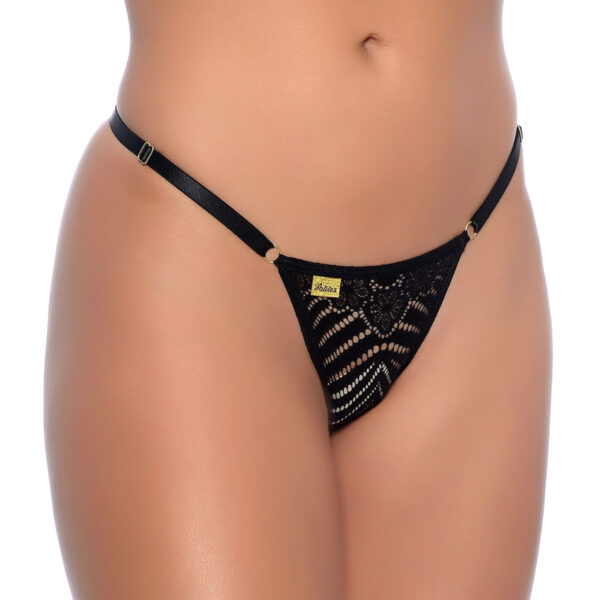 223PT-U-Preto_1 Tanga Fio Erótica "Bandida" com Strass Patitex