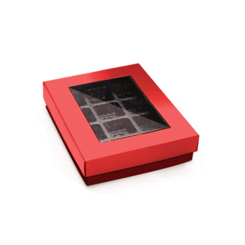 227548-Vermelho_1 Caixa com Divisórias para 12 Bombons Garbo Fosco Cromus