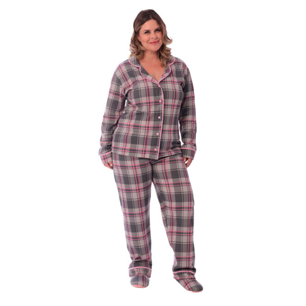 24128-50-Xadrez_1 Pijama Longo Plus Size Americano Feminino