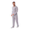 24139-GG-Mescla_1 Pijama Tradicional Canelado Masculino com Manga Longa e Calça Coleção Inverno Victory