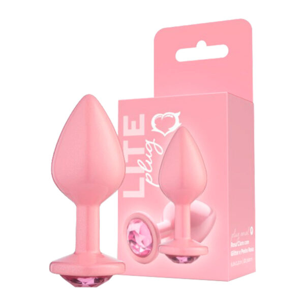 271-Rosa_3 Plug Anal P com Glitter e Pedra Linha Lite Plug Sexy Fantasy
