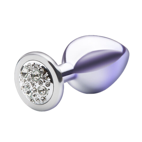 274-Prata-com-Roxo_1 Plug Anal M Bicolor com Pedra Cravejada Linha Lite Plug Sexy Fantasy