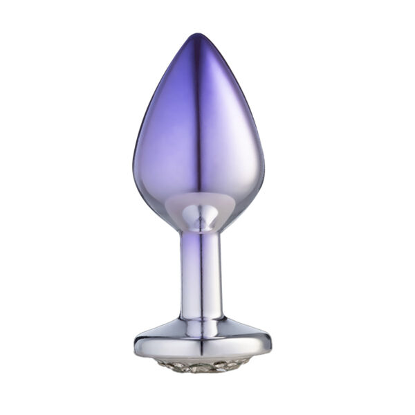 274-Prata-com-Roxo_2 Plug Anal M Bicolor com Pedra Cravejada Linha Lite Plug Sexy Fantasy