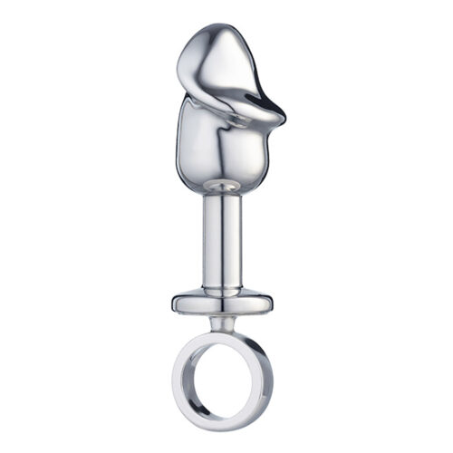 276-Prata_1 Plug Anal Pênis Metalizado 8,2 x 2,86 cm com Dedal Sexy Fantasy