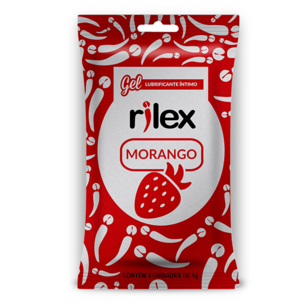 285_1 Gel Lubrificante com Aroma de Morango Sachê com 3 Unidades 5g Rilex