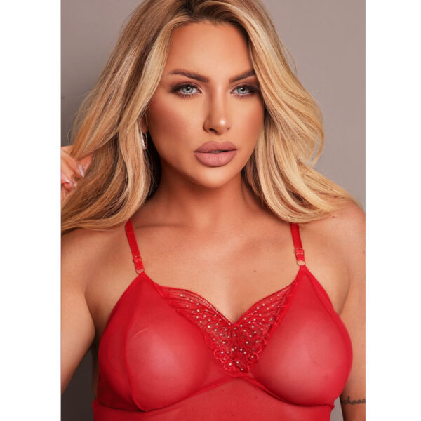 3.86-U-Vermelho_3 Camisola Jardim Secreto Tule Borboleta e Calcinha Fio Coleção Metamorfose Tallyta Moda Apimentada