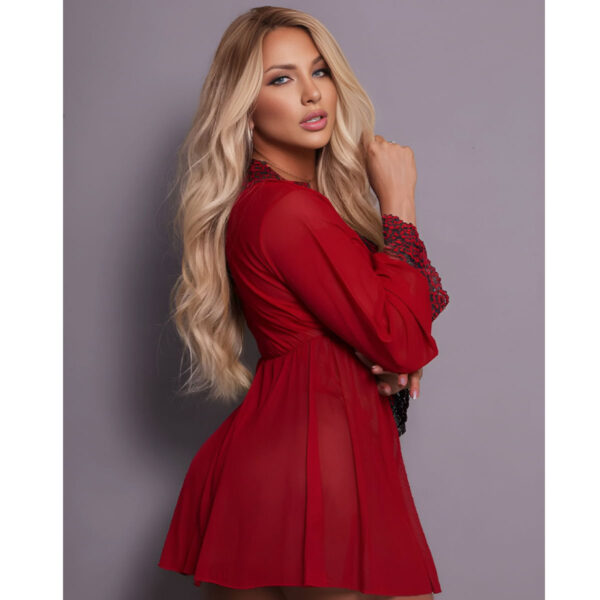 3.87-U-Vermelho_2 Hobby em Tule com Detalhes em Renda Coleção Jardim Secreto Tallyta Moda Apimentada