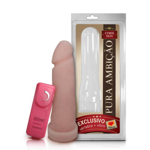 300SF_1 Prótese em Cyber Skin com Vibro Externo e Vértebra Pura Ambição 16x4,5 cm Sexy Fantasy