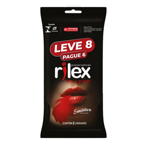 347_1 Preservativo Lubrificado Extra Fino Sensitive Leve 8 Pague 6 Rilex