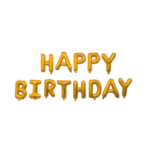 Balão 16 Polegadas em Formato Especial Happy Birthday 40,6 cm Cromus - 3084 - Kit de Balões Dourados Happy Birthday 16 polegadas 40,6 cm Cromus