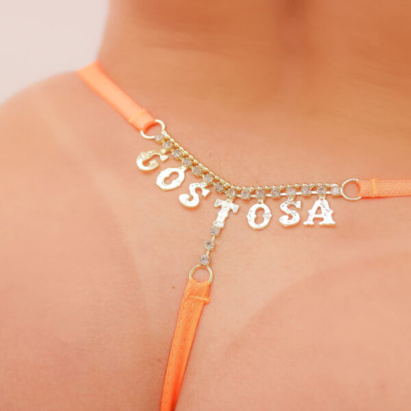 Calcinha Fio "Gostosa" com Strass Tallyta Moda Apimentada