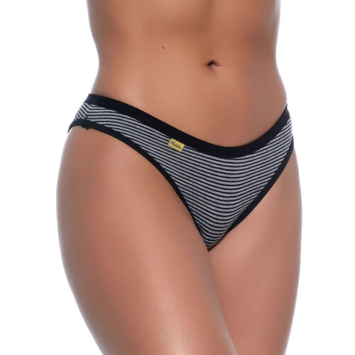 441PT-P-Preto_1 Tanga Conforto Delicada Listrada em Algodão Patitex