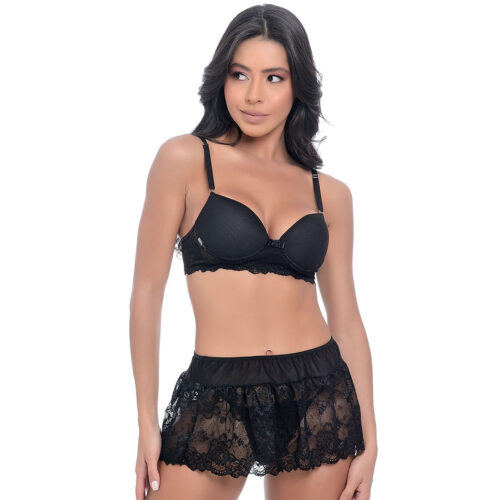 Conjunto Sainha com Bojo e Detalhes em Renda Dira's Lingerie