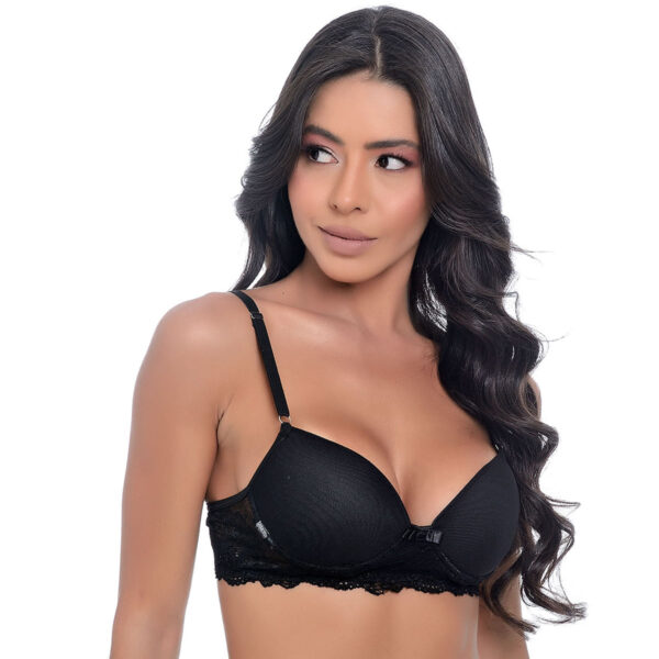 451-P-Preto_4 Conjunto Sainha com Bojo e Detalhes em Renda Dira's Lingerie