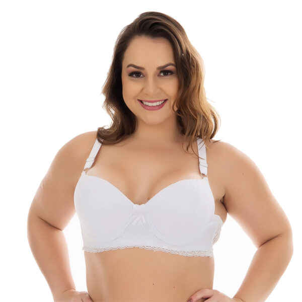516PT-50-Branco_1 Sutiã Rendado Plus Size Reforçado com Bojo e Lacinho Patitex